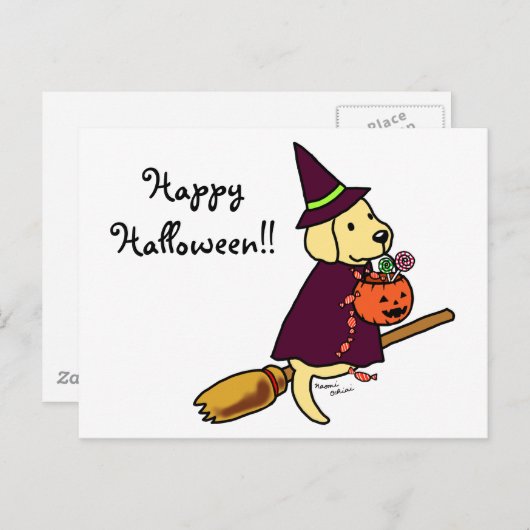 Halloween Yellow Labrador Cartoon 1 Briefkaart (Voorkant / Achterkant)