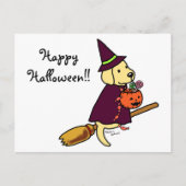 Halloween Yellow Labrador Cartoon 1 Briefkaart (Voorkant)