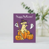 Halloween Yellow Labrador Cartoon 2 Briefkaart (Staand voorkant)
