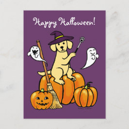 Halloween Yellow Labrador Cartoon 2 Briefkaart