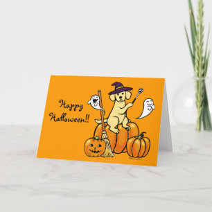 Halloween Yellow Labrador Cartoon 2 Kaart