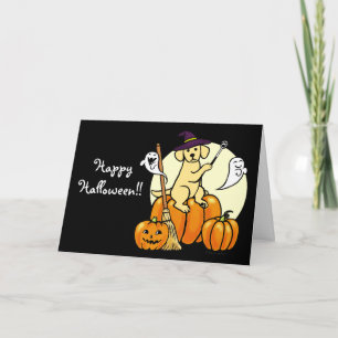 Halloween Yellow Labrador Cartoon 2 Kaart