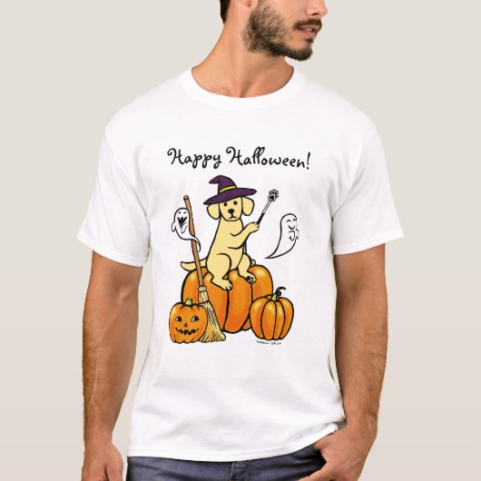 Halloween Yellow Labrador Cartoon 2 T-shirt (Voorkant)
