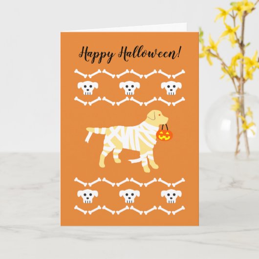 Halloween Yellow Labrador Kaart (Gele Bloem)