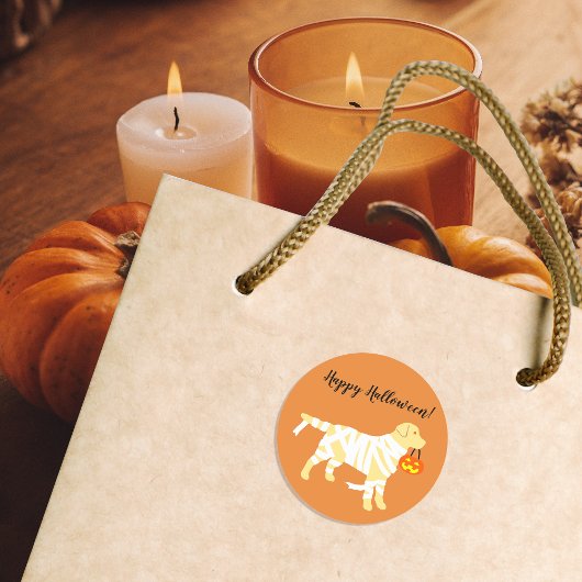 Halloween Yellow Labrador Mummy Stickers