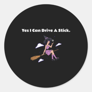 Halloween - Yes I Can Drive a Stick Ronde Sticker