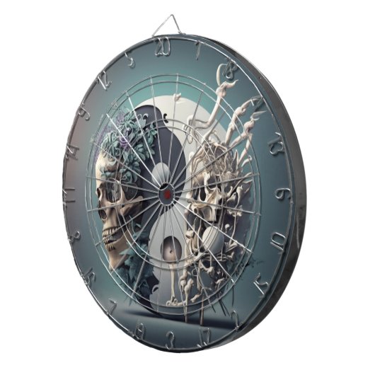 Halloween Yin-Yang Skelet Fusion Dartbord (Voorkant Rechts)