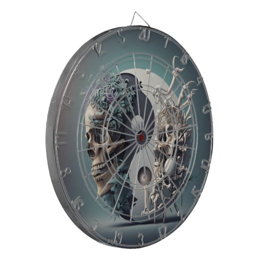 Halloween Yin-Yang Skelet Fusion Dartbord (Voorkant Links)