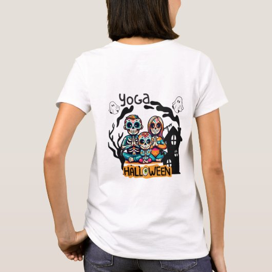 Halloween Yoga Skeletten T-shirt (Achterkant)