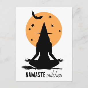 Halloween yoga Witch Briefkaart