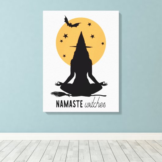 Halloween yoga Witch Canvas Afdruk (Insitu (Houten vloer))