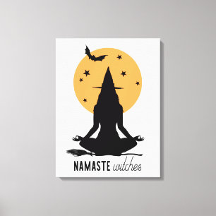 Halloween yoga Witch Canvas Afdruk