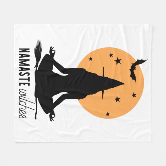 Halloween yoga Witch Fleece Deken (Voorkant (Horizontaal))