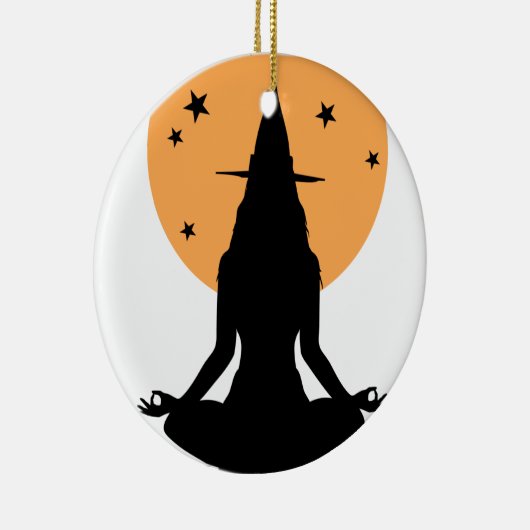Halloween yoga Witch Keramisch Ornament (Rechts)