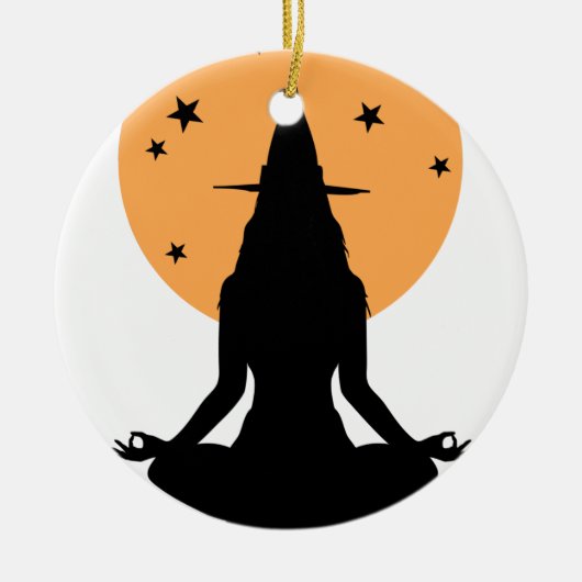 Halloween yoga Witch Keramisch Ornament (Voorkant)
