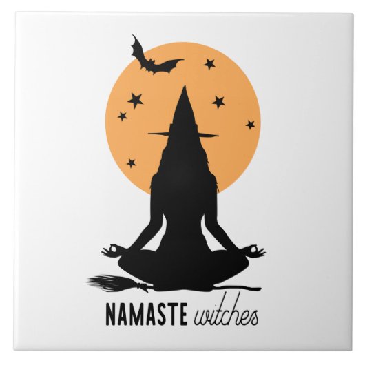 Halloween yoga Witch Tegeltje (Voorkant)