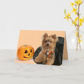 Halloween Yorkie Kaart (Gele Bloem)