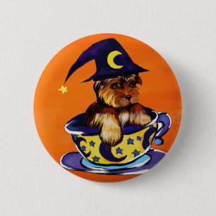 Halloween Yorkie Poo Ronde Button 5,7 Cm