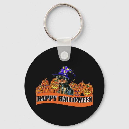 Halloween Yorkie Poo Sleutelhanger (Voorkant)