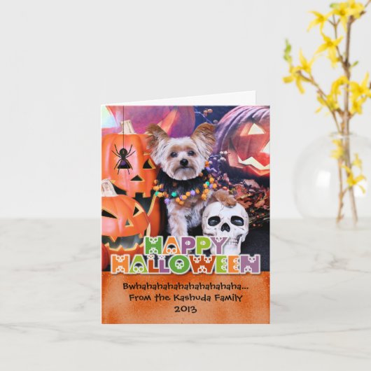 Halloween - Yorkie - Vinnie Kaart (Gele Bloem)