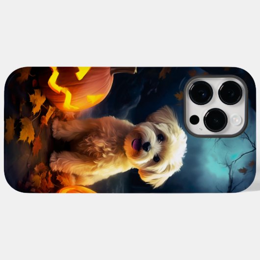 Halloween Yorkipoo met pompoenen eng Case-Mate iPhone Case (Achterkant (horizontaal))