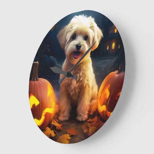 Halloween Yorkipoo met pompoenen eng Grote Klok (Hoek)