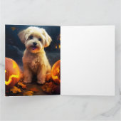 Halloween Yorkipoo met pompoenen eng Kaart (Binnen)