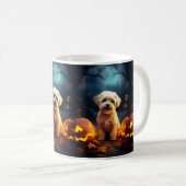 Halloween Yorkipoo met pompoenen eng Koffiemok (Voorkant rechts)