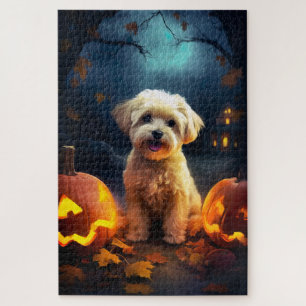 Halloween Yorkipoo met pompoenen eng Legpuzzel