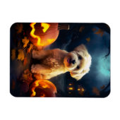 Halloween Yorkipoo met pompoenen eng Magneet (Horizontaal)