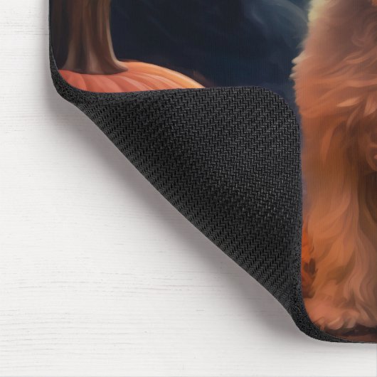 Halloween Yorkipoo met pompoenen eng Muismat (Hoek)