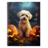 Halloween Yorkipoo met pompoenen eng Notitieboek (Voorkant)