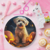 Halloween Yorkipoo met pompoenen eng Papieren Bordje (Feest)