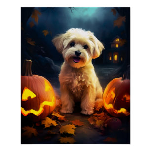 Halloween Yorkipoo met pompoenen eng Perfect Poster