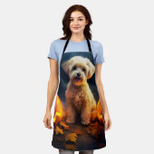 Halloween Yorkipoo met pompoenen eng Schort (Gedragen)