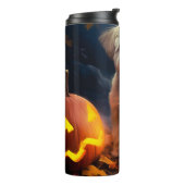 Halloween Yorkipoo met pompoenen eng Thermosbeker (Gedraaid links)