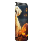 Halloween Yorkipoo met pompoenen eng Thermosbeker (Geroteerd rechts)