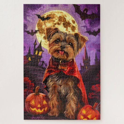 Halloween Yorkipoo Vampire Pumpkins eng Legpuzzel (Verticaal)