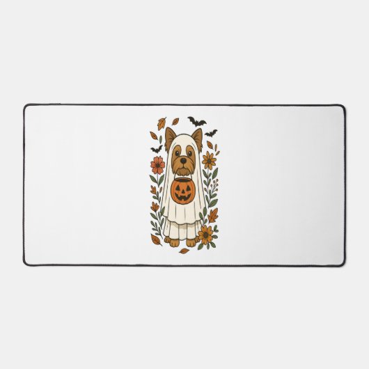 Halloween Yorkshire Terrier Bloemen Halloween Bureaumat (Voorkant)