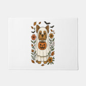 Halloween Yorkshire Terrier Bloemen Halloween Deurmat (Voorkant)