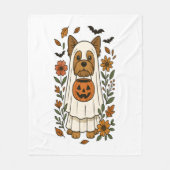 Halloween Yorkshire Terrier Bloemen Halloween Fleece Deken (Voorkant)