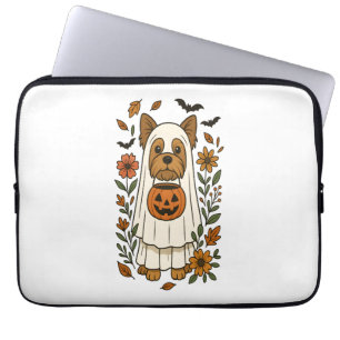 Halloween Yorkshire Terrier Bloemen Halloween Laptop Sleeve