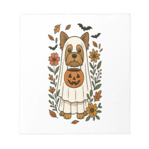 Halloween Yorkshire Terrier Bloemen Halloween Notitieblok