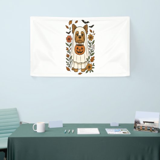 Halloween Yorkshire Terrier Bloemen Halloween Spandoek (Beurs)