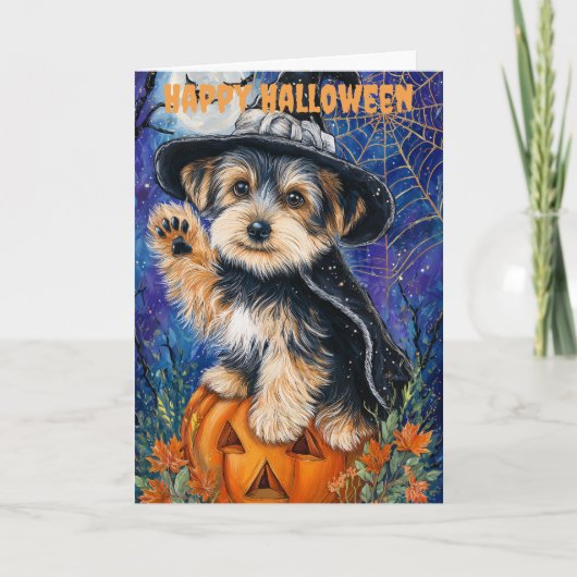Halloween Yorkshire Terrier Dog Feestdagen Kaart (Voorkant)