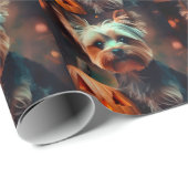 Halloween Yorkshire Terrier met pompoenen eng Cadeaupapier (Rol Hoek)