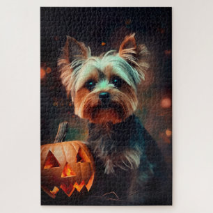Halloween Yorkshire Terrier met pompoenen eng Legpuzzel