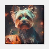 Halloween Yorkshire Terrier met pompoenen eng Magneet (Voorkant)