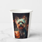 Halloween Yorkshire Terrier met pompoenen eng Papieren Bekers (Achterkant)