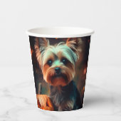 Halloween Yorkshire Terrier met pompoenen eng Papieren Bekers (Voorkant)